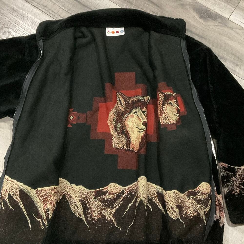 Vintage for seasons plush‎ fleece jacket wolf themed size x large - Picture 9 of 11